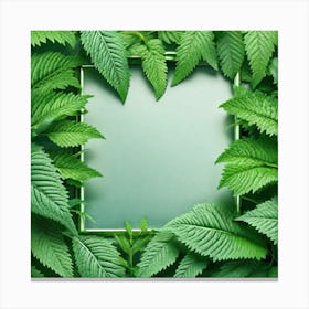 Green Frame With Leaves Canvas Print