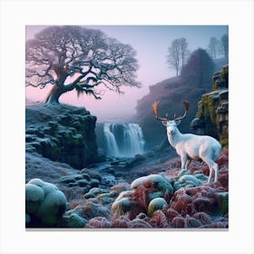 Deer In The Snow 3 Canvas Print