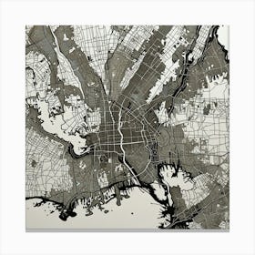 Leonardo Lightning New York White Map Art 2 Canvas Print