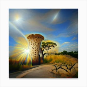 Sun Rising Over The Baobab Tree Canvas Print