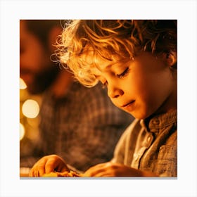 Child Eats Christmas Dinner Canvas Print