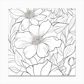 Flower Coloring Page Canvas Print