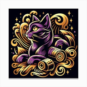 Golden And Purple Cat Canvas Print