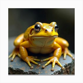 A Charming Golden Toad Perched On A Rock 2 Canvas Print