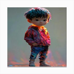 Boy In A Colorful Jacket Canvas Print