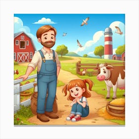 Farm Family On The Farm Canvas Print