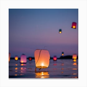 Lanterns Floating In The Water Canvas Print