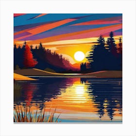 Sunset By The Lake 68 Canvas Print