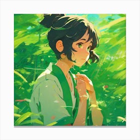 Anime Girl In The Forest Canvas Print