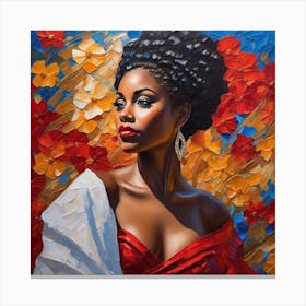 African Woman In Red Dress Canvas Print
