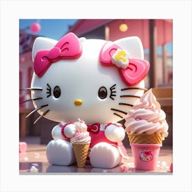 Hello kitty with ice-cream 3 Canvas Print