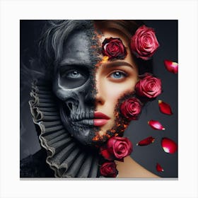 Portrait Of A Woman With Roses Canvas Print