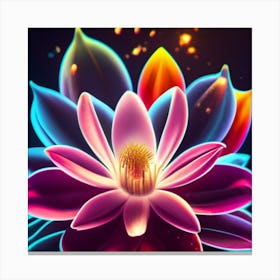 Silhouette of a fluorescent magnolia flower 3 Canvas Print