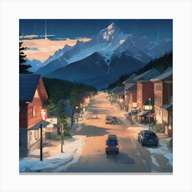 Town At Night Canvas Print