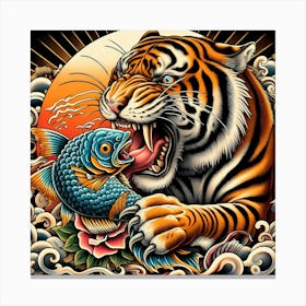 Tiger And Fish Canvas Print