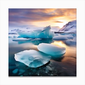 Icebergs At Sunset 45 Canvas Print