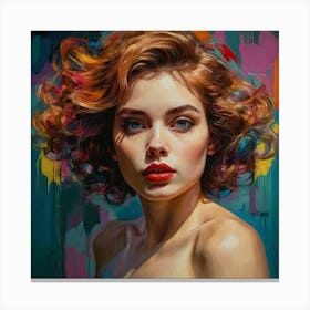 Woman With Colorful Hair Canvas Print