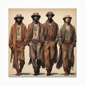 Men's silhouettes in boho style 2 Canvas Print