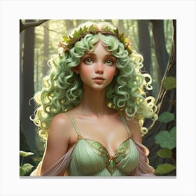 Fairy Girl In The Forest Canvas Print