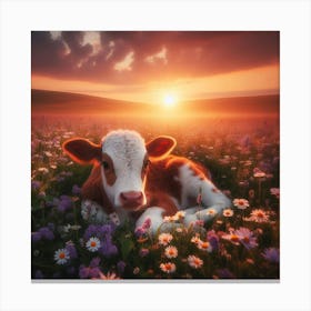 Cow In A Field Canvas Print