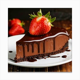 Chocolate Cake With Strawberries Canvas Print