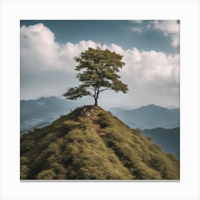 Lone Tree On Top Of Mountain 7 Canvas Print