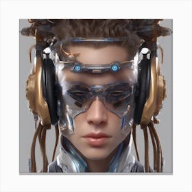 Futuristic Woman With Headphones Canvas Print