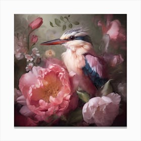 Kingfisher In Bloom Canvas Print