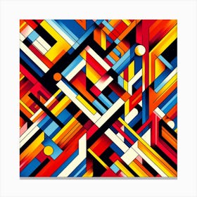 Geometric Energy: A Dynamic and Vibrant Abstract Painting of Geometric Shapes and Lines Canvas Print