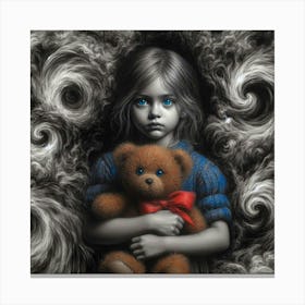 Girl With The Teddy Bear Canvas Print