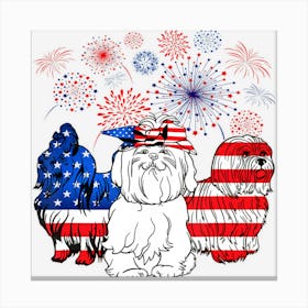 Trending Lhasa Apsos Dog Patriotic Dog Usa American Canvas Print