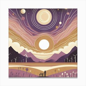 The Milky Way In Shades Of Honey And Lavender Dancing With The Sun And The Moon Minimalist Style 2 Canvas Print