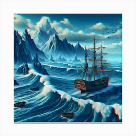 Ship In The Sea 2 Canvas Print