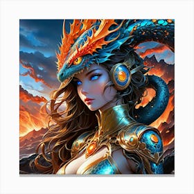 Dragon Girl DJ Canvas Print