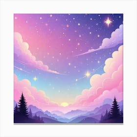Sky With Twinkling Stars In Pastel Colors Square Composition 241 Canvas Print