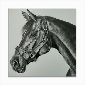 Black and White Horse Charcoal Painting Canvas Print