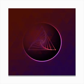 Geometric Neon Glyph on Jewel Tone Triangle Pattern 360 Canvas Print