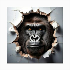 Firefly Intense Gorilla Face Emerging From Ripped Paper 66470 (2) Canvas Print