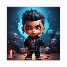 Boy In Front Of A Group Of Zombies Canvas Print