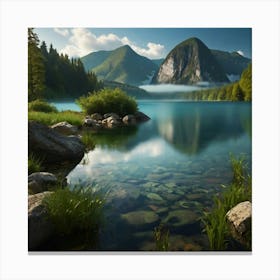 Lake In The Mountains Canvas Print