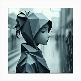 Origami Girl In The Rain Canvas Print