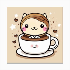 Cute Cat In A Cup Of Coffee Canvas Print