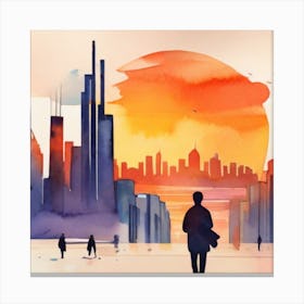 Sunset In Chicago Canvas Print