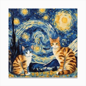 Starry Night Cats 7 Canvas Print