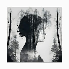 Portrait Of A Woman In The Forest Canvas Print