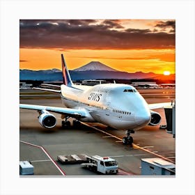 Boeing 747 At Sunset Canvas Print