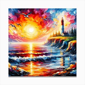 Sunset At The Lighthouse 2 Canvas Print