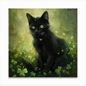 Black Cat With Green Eyes Canvas Print