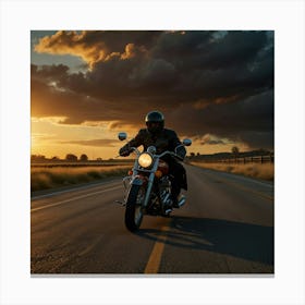 Sunset Motorcycle Rider 1 Canvas Print