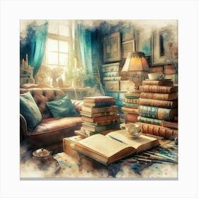 Room With Books 1 Canvas Print